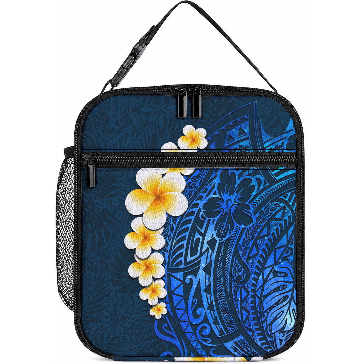 Blue Tropical Plumeria With Galaxy Polynesian Art Lunch Bag