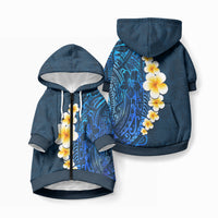 Blue Tropical Plumeria With Galaxy Polynesian Art Pet Hoodie LT14 Zip-up Blue - Polynesian Pride