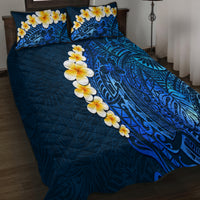 Blue Polynesia Quilt Bed Set Plumeria Tropical Leaves With Galaxy Polynesian Art LT14 - Polynesian Pride