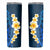 Blue Polynesia Skinny Tumbler Plumeria Tropical Leaves With Galaxy Polynesian Art