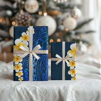 Blue Polynesia Wrapping Paper Plumeria Tropical Leaves With Galaxy Polynesian Art