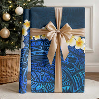 Blue Polynesia Wrapping Paper Plumeria Tropical Leaves With Galaxy Polynesian Art