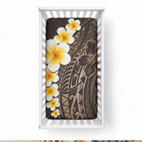 Brown Tropical Plumeria With Galaxy Polynesian Art Baby Bed Cover
