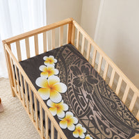 Brown Tropical Plumeria With Galaxy Polynesian Art Baby Bed Cover