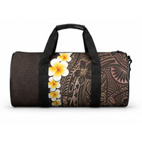 Brown Tropical Plumeria With Galaxy Polynesian Art Duffle Bag