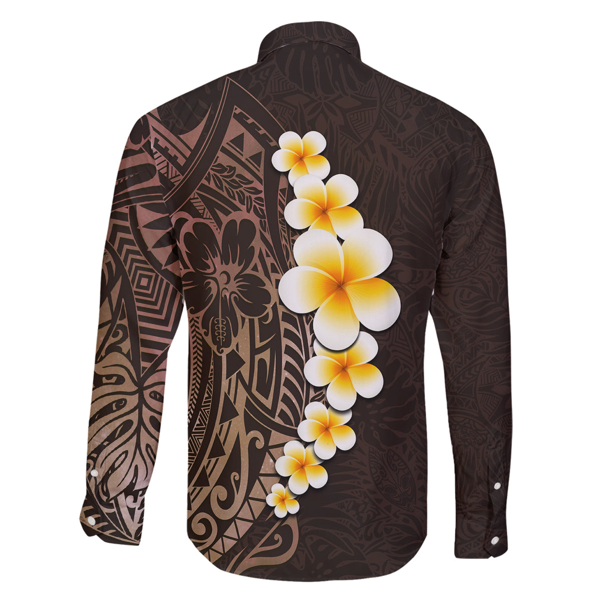 Brown Polynesia Family Matching Off Shoulder Maxi Dress and Hawaiian Shirt Plumeria Tropical Leaves With Galaxy Polynesian Art LT14 - Polynesian Pride