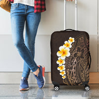 Brown Polynesia Luggage Cover Plumeria Tropical Leaves With Galaxy Polynesian Art LT14 - Polynesian Pride