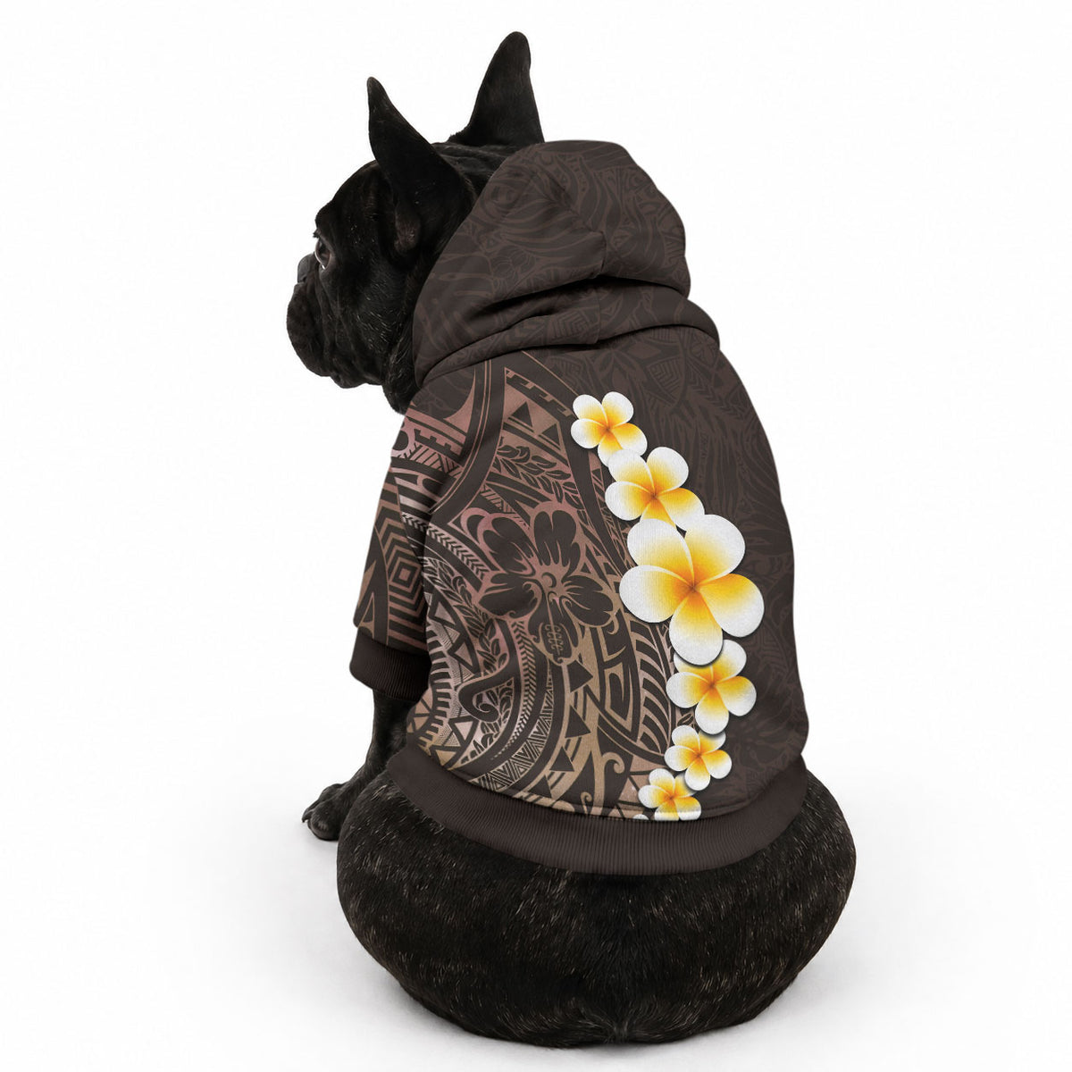 Brown Tropical Plumeria With Galaxy Polynesian Art Pet Hoodie LT14 - Polynesian Pride
