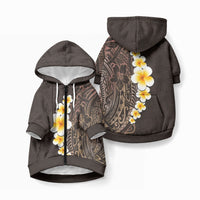 Brown Tropical Plumeria With Galaxy Polynesian Art Pet Hoodie LT14 Zip-up Brown - Polynesian Pride