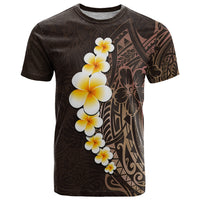 Brown Polynesia T Shirt Plumeria Tropical Leaves With Galaxy Polynesian Art LT14 Brown - Polynesian Pride