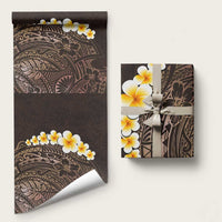 Brown Polynesia Wrapping Paper Plumeria Tropical Leaves With Galaxy Polynesian Art