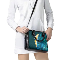 Turquosie Polynesia Shoulder Handbag Plumeria Tropical Leaves With Galaxy Polynesian Art LT14 - Polynesian Pride