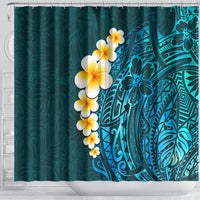 Turquosie Polynesia Shower Curtain Plumeria Tropical Leaves With Galaxy Polynesian Art LT14 - Polynesian Pride
