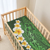 Green Tropical Plumeria With Galaxy Polynesian Art Baby Bed Cover