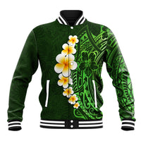 Green Polynesia Baseball Jacket Plumeria Tropical Leaves With Galaxy Polynesian Art LT14 Unisex Green - Polynesian Pride
