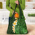 Green Polynesia Grocery Bag Plumeria Tropical Leaves With Galaxy Polynesian Art