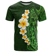 Green Polynesia T Shirt Plumeria Tropical Leaves With Galaxy Polynesian Art LT14 Green - Polynesian Pride