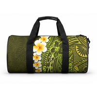 Lime Green Tropical Plumeria With Galaxy Polynesian Art Duffle Bag