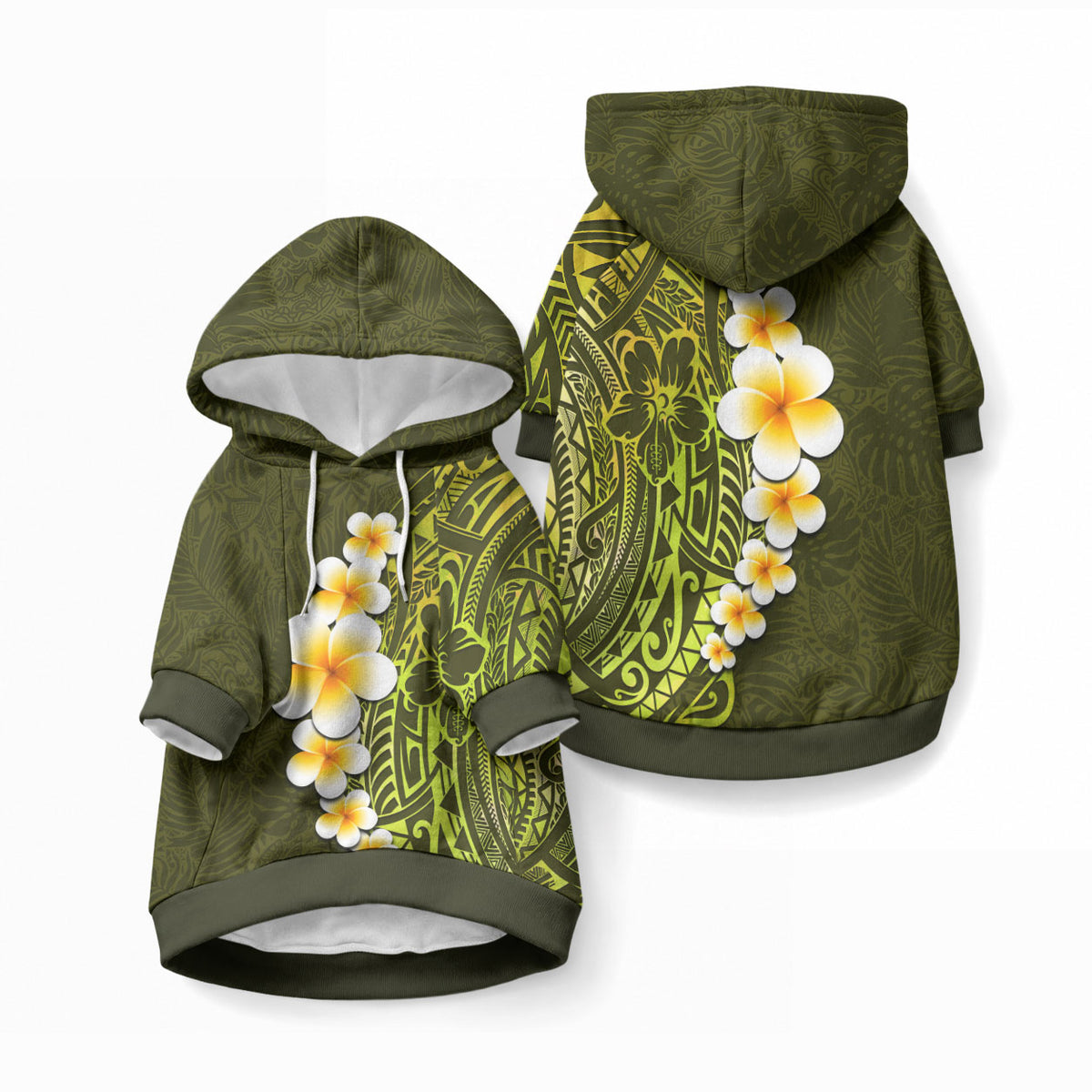 Lime Green Tropical Plumeria With Galaxy Polynesian Art Pet Hoodie LT14 Pullover Lime Green - Polynesian Pride
