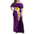 Purple Tropical Plumeria With Galaxy Polynesian Art Family Matching Off Shoulder Maxi Dress and Hawaiian Shirt LT14 Mom's Dress Purple - Polynesian Pride