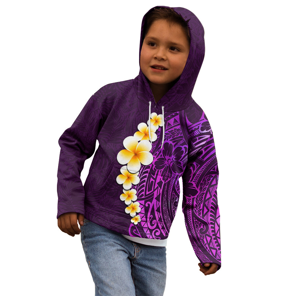 Purple Tropical Plumeria With Galaxy Polynesian Art Kid Hoodie LT14 - Polynesian Pride