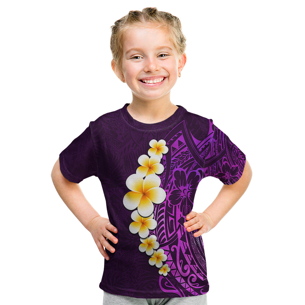 Purple Tropical Plumeria With Galaxy Polynesian Art Kid T Shirt LT14 Purple - Polynesian Pride