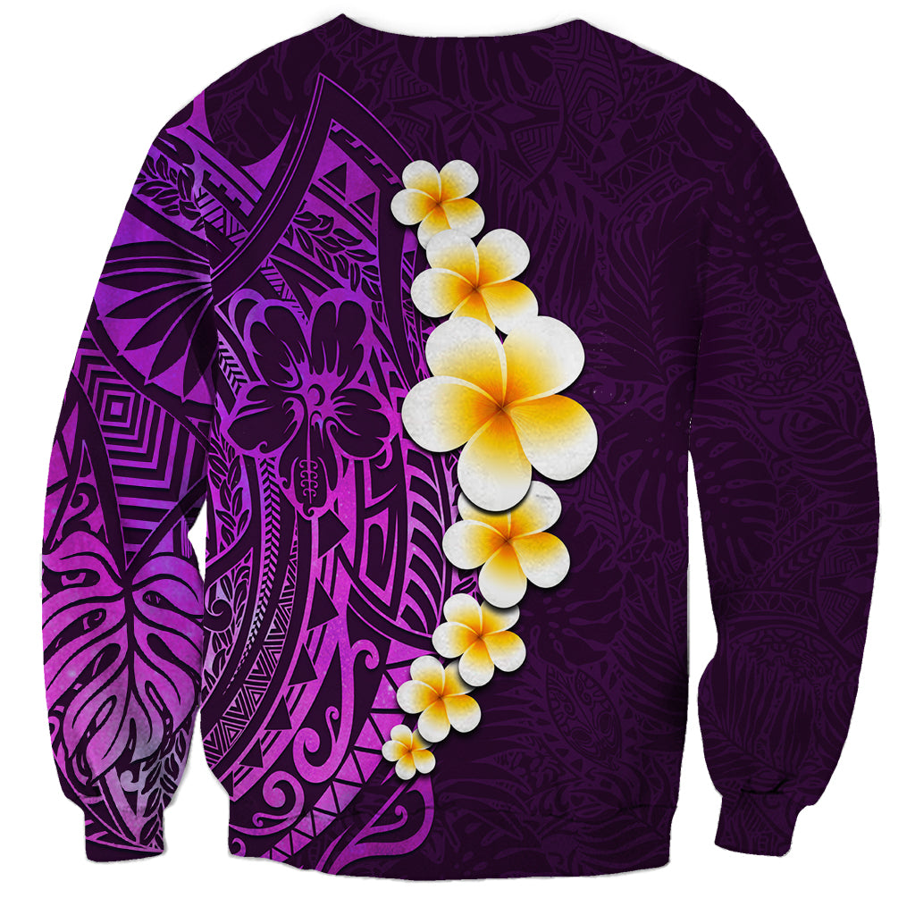 Purple Tropical Plumeria With Galaxy Polynesian Art Sweatshirt LT14 - Polynesian Pride