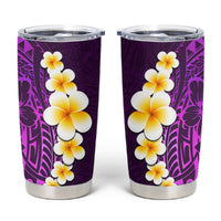 Purple Tropical Plumeria With Galaxy Polynesian Art Tumbler Cup