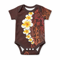 Red Tropical Plumeria With Galaxy Polynesian Art Baby Onesie
