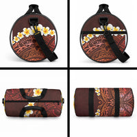 Red Tropical Plumeria With Galaxy Polynesian Art Duffle Bag