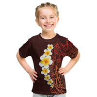 Red Tropical Plumeria With Galaxy Polynesian Art Kid T Shirt LT14 Red - Polynesian Pride