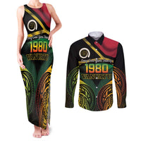 Vanuatu 1980 Couples Matching Tank Maxi Dress and Long Sleeve Button Shirt Hapi 45 Yia Indipendens Anivesari