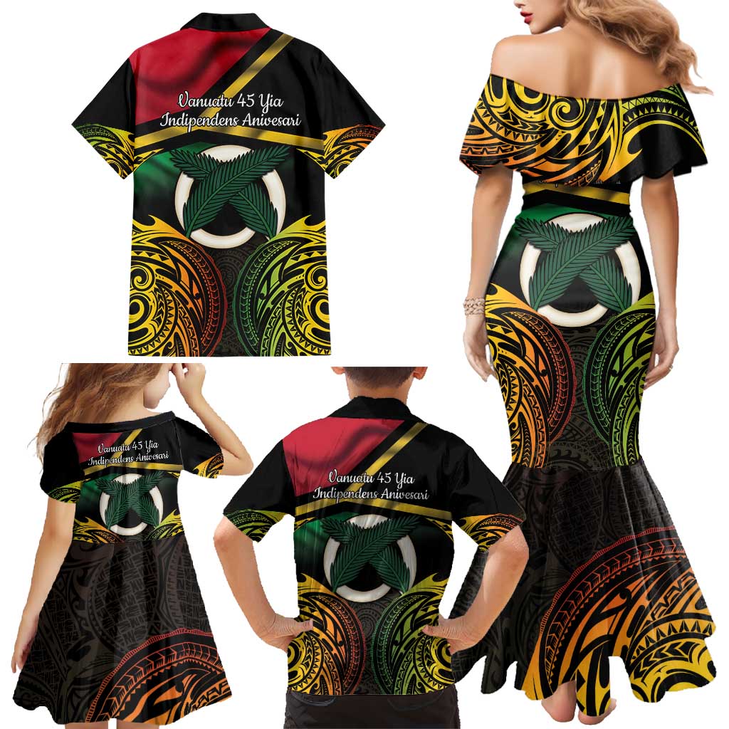Vanuatu 1980 Family Matching Mermaid Dress and Hawaiian Shirt Hapi 45 Yia Indipendens Anivesari LT14 - Polynesian Pride