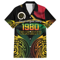 Vanuatu 1980 Family Matching Tank Maxi Dress and Hawaiian Shirt Hapi 45 Yia Indipendens Anivesari LT14 Dad's Shirt - Short Sleeve Black - Polynesian Pride