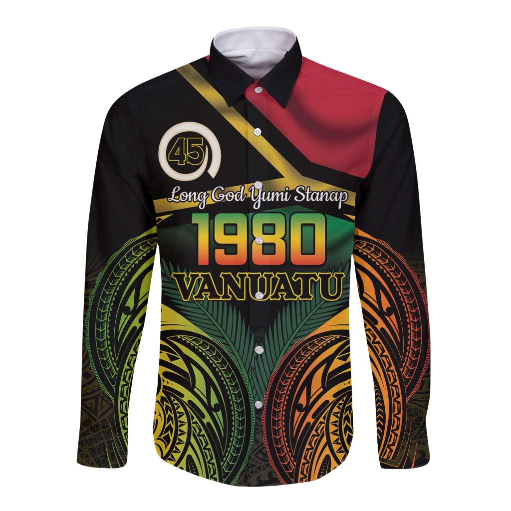 Vanuatu 1980 Long Sleeve Button Shirt Hapi 45 Yia Indipendens Anivesari