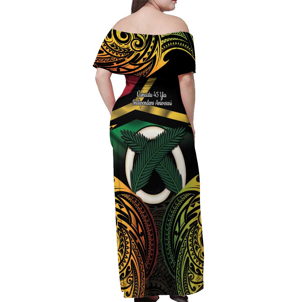 Vanuatu 1980 Off Shoulder Maxi Dress Hapi 45 Yia Indipendens Anivesari