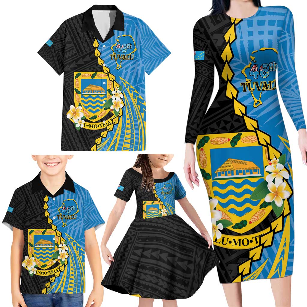 Tuvalu Independence Day Family Matching Long Sleeve Bodycon Dress and Hawaiian Shirt Manuia te tutokotasi o Tuvaluan Dolphin Tattoo LT14 - Polynesian Pride