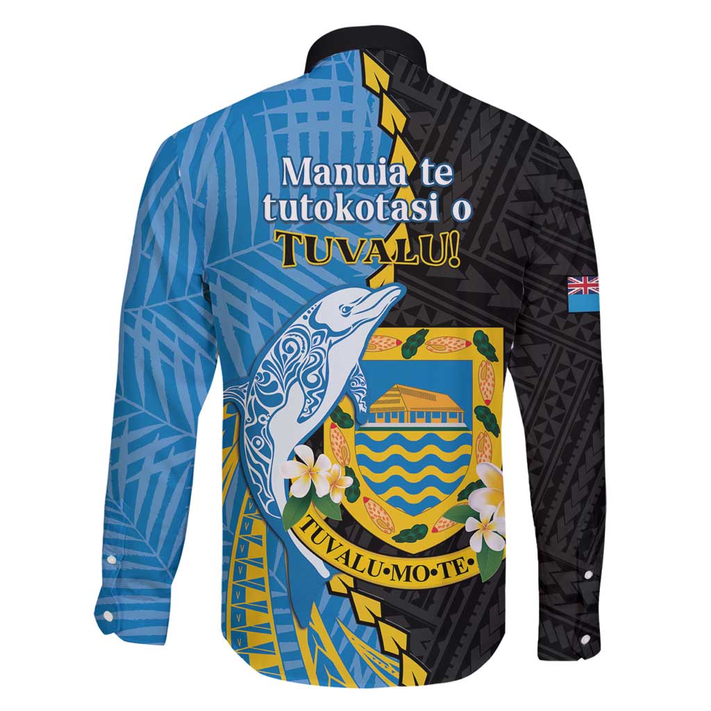 Tuvalu Independence Day Family Matching Long Sleeve Bodycon Dress and Hawaiian Shirt Manuia te tutokotasi o Tuvaluan Dolphin Tattoo LT14 - Polynesian Pride