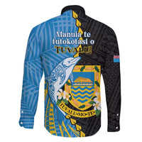 Tuvalu Independence Day Family Matching Long Sleeve Bodycon Dress and Hawaiian Shirt Manuia te tutokotasi o Tuvaluan Dolphin Tattoo LT14 - Polynesian Pride