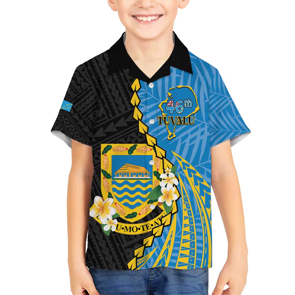 Tuvalu Independence Day Family Matching Long Sleeve Bodycon Dress and Hawaiian Shirt Manuia te tutokotasi o Tuvaluan Dolphin Tattoo LT14 Son's Shirt Blue - Polynesian Pride