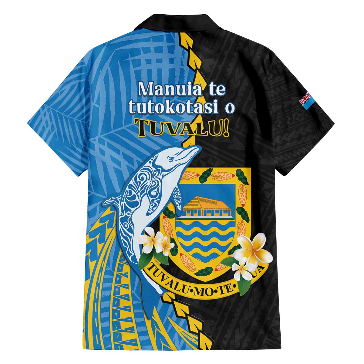 Tuvalu Independence Day Family Matching Off The Shoulder Long Sleeve Dress and Hawaiian Shirt Manuia te tutokotasi o Tuvaluan Dolphin Tattoo LT14 - Polynesian Pride