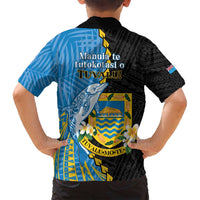 Tuvalu Independence Day Family Matching Off Shoulder Maxi Dress and Hawaiian Shirt Manuia te tutokotasi o Tuvaluan Dolphin Tattoo LT14 - Polynesian Pride