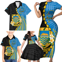 Tuvalu Independence Day Family Matching Short Sleeve Bodycon Dress and Hawaiian Shirt Manuia te tutokotasi o Tuvaluan Dolphin Tattoo LT14 - Polynesian Pride