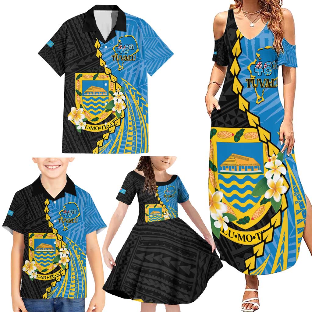 Tuvalu Independence Day Family Matching Summer Maxi Dress and Hawaiian Shirt Manuia te tutokotasi o Tuvaluan Dolphin Tattoo LT14 - Polynesian Pride