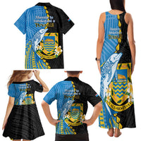 Tuvalu Independence Day Family Matching Tank Maxi Dress and Hawaiian Shirt Manuia te tutokotasi o Tuvaluan Dolphin Tattoo LT14 - Polynesian Pride