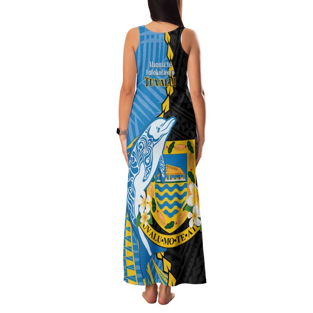 Tuvalu Independence Day Family Matching Tank Maxi Dress and Hawaiian Shirt Manuia te tutokotasi o Tuvaluan Dolphin Tattoo LT14 - Polynesian Pride