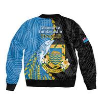 Tuvalu Independence Day Sleeve Zip Bomber Jacket Manuia te tutokotasi o Tuvaluan Dolphin Tattoo LT14 - Polynesian Pride