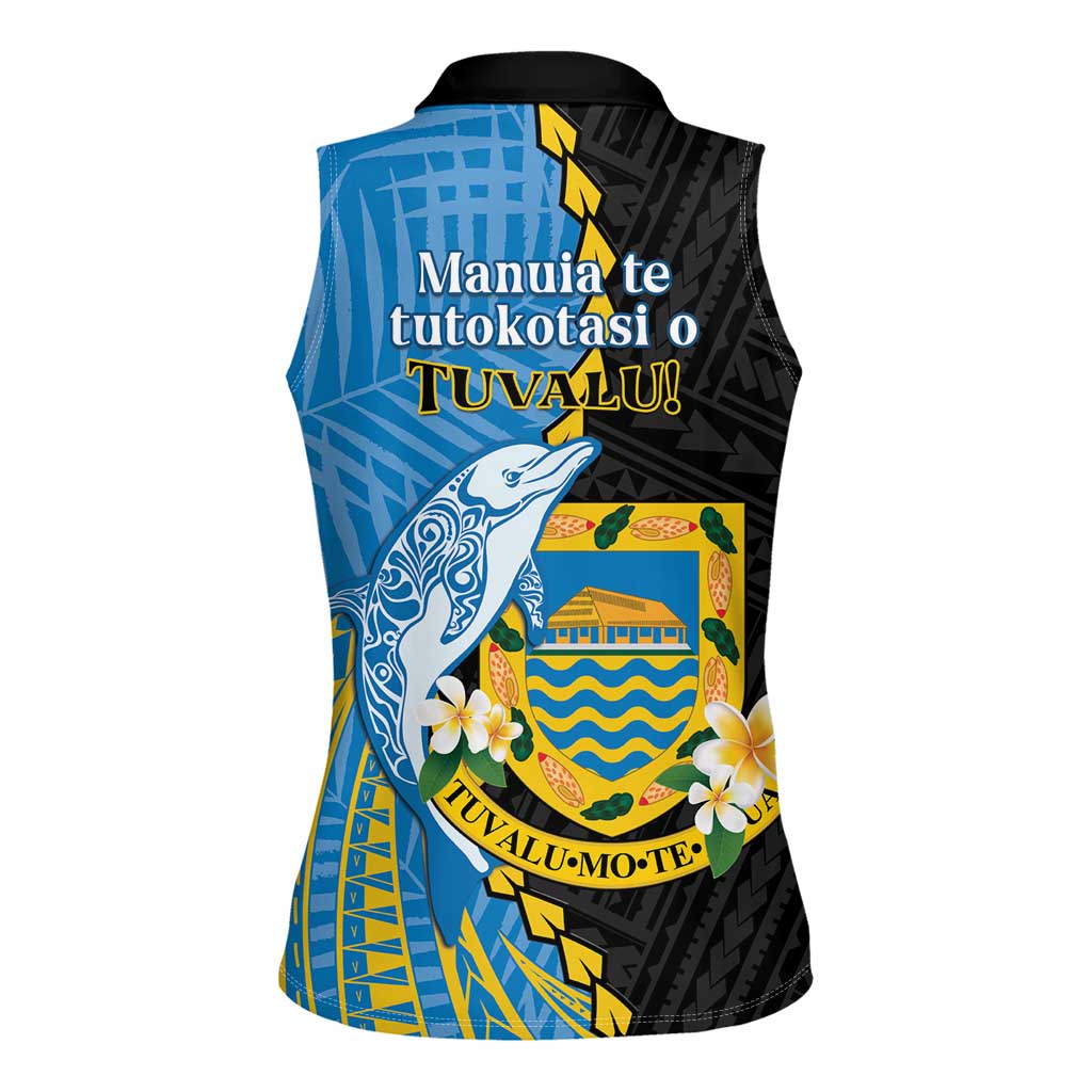 Tuvalu Independence Day Women Sleeveless Polo Shirt Manuia te tutokotasi o Tuvaluan Dolphin Tattoo LT14 - Polynesian Pride