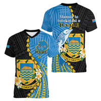 Tuvalu Independence Day Women V-Neck T-Shirt Manuia te tutokotasi o Tuvaluan Dolphin Tattoo LT14 - Polynesian Pride