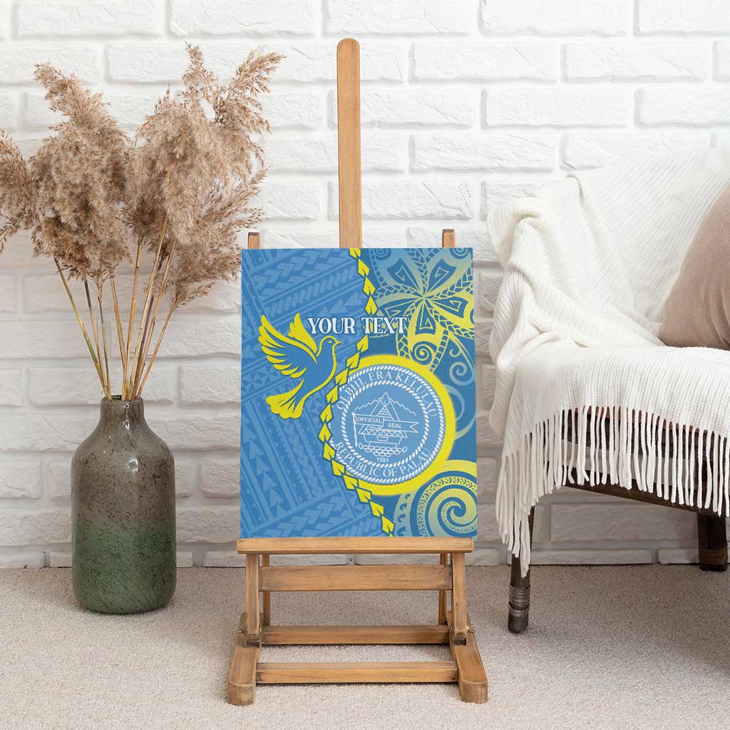 Personalised Palau Independence Day Canvas Wall Art Belau Coat Of Arms Polynesian Curve Style